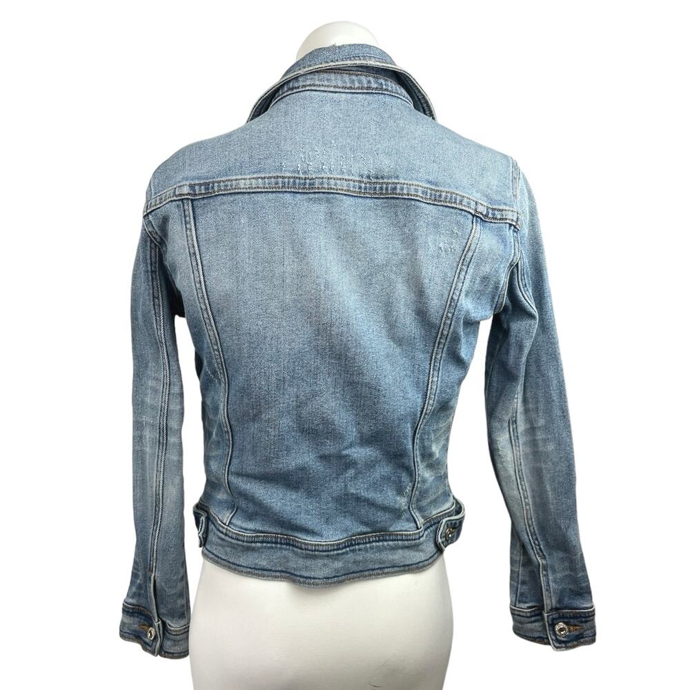 Zara Basic Blue Light Wash Pocket Button Up Denim Cropped Jean Jacket Size S - Picture 2 of 4